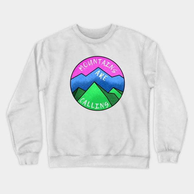 Mountains are Calling (Pink sky) Crewneck Sweatshirt by Mey Designs